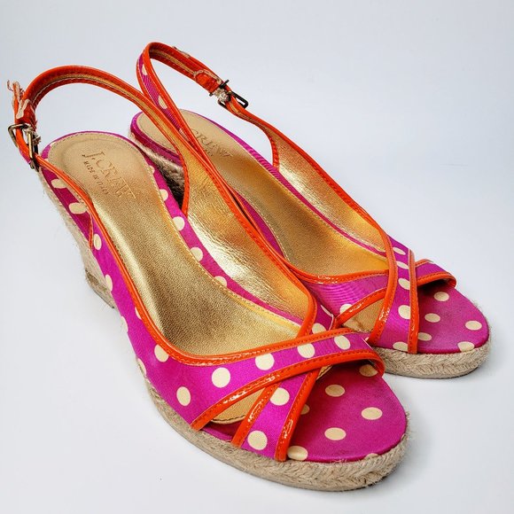 J. Crew Shoes - J Crew Polka Dot Slingback Cross Wedge Shoes 7